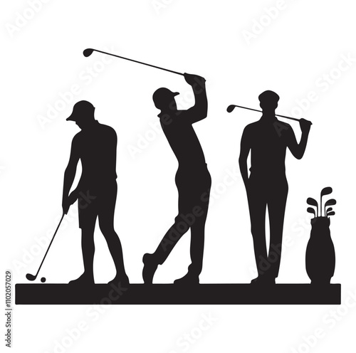 golf player set silhouette vector illustration