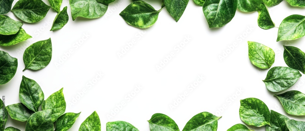 frame of green leaves isolated on white background frame of green leaves isolated on white background