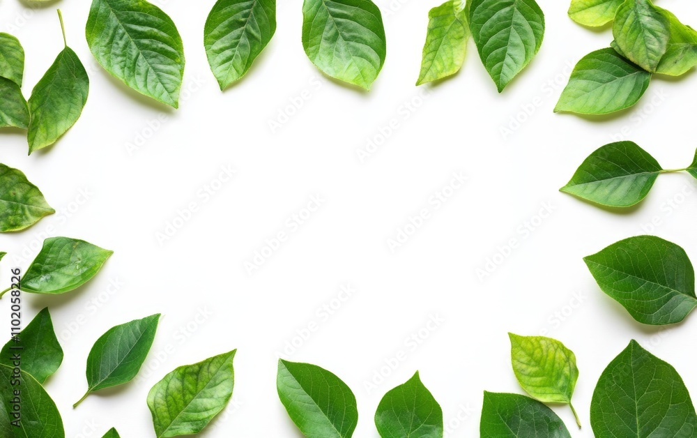frame of green leaves isolated on white background frame of green leaves isolated on white background