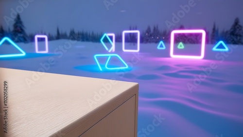 Warm and Festive Wooden Table with Holiday Background