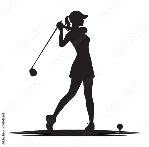 golf player set silhouette vector illustration