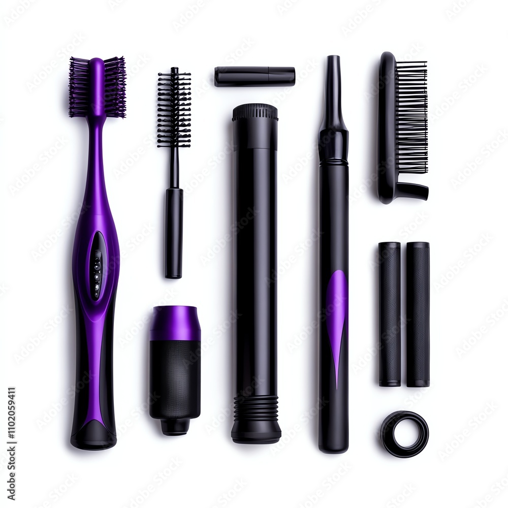 Cosmetic tools arranged neatly on a white isolated background. Cosmetic tools arranged neatly on a white isolated background.