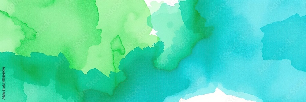 Obraz premium Abstract green and blue watercolor painting with soft brush strokes and vibrant colors, green, texture