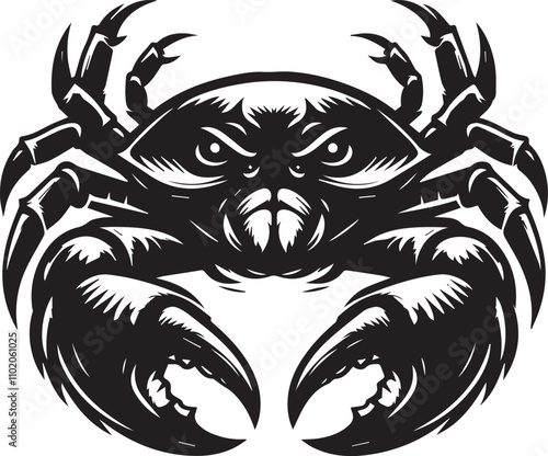 A crab with its claws aggressively forward giving a fierce look