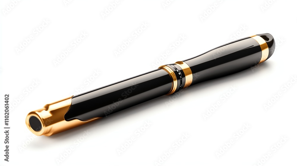 Elegant black and gold pen on a white isolated background. Elegant black and gold pen on a white isolated background.