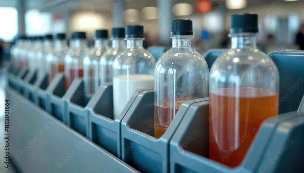 Airport Security Bins with Liquid Containers Airport Security Bins with Liquid Containers