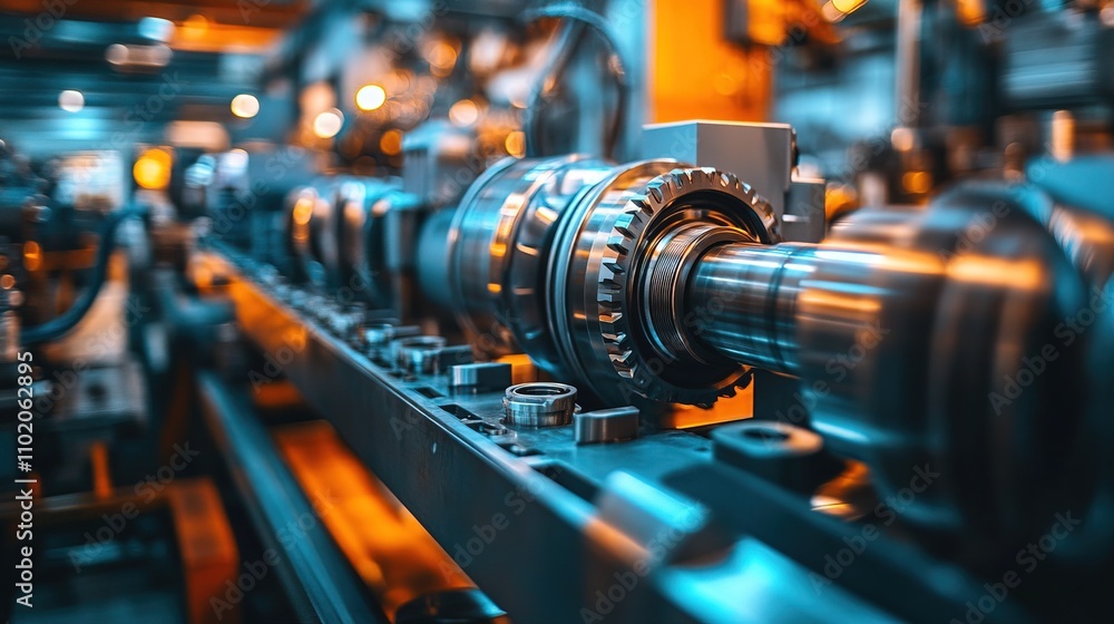 Fototapeta premium Detailed view of precision industrial machinery in a factory