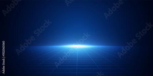 Abstract blue light trails on dark background. Retro background.
Retro futuristic neon line background, 80s design perspective distorted plane landscape composed of crossed neon lights.