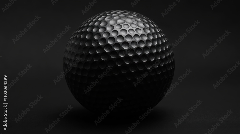 The elegant simplicity of a black golf ball displayed on a black backdrop, creating a striking and bold visual. The elegant simplicity of a black golf ball displayed on a black backdrop, creating a striking and bold visual.