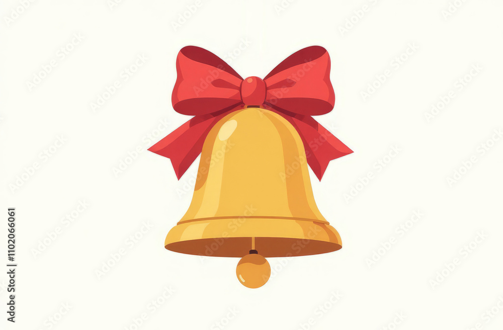 Christmas bell with red ribbon, white background. Christmas bell with red ribbon, white background.