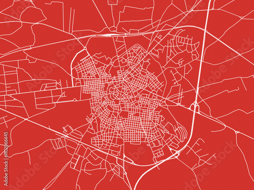 Tableau sur toile Christmas Map of Altamura, Italy in Snowy White on Festive Red Background