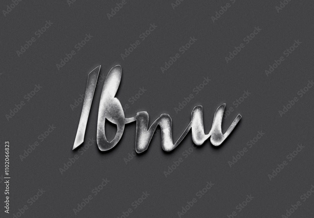 Chrome metal 3D Indonesian name design of Ibnu on grey background. Chrome metal 3D Indonesian name design of Ibnu on grey background.
