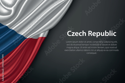 Waving Czech Republic Flag on Dark Background
