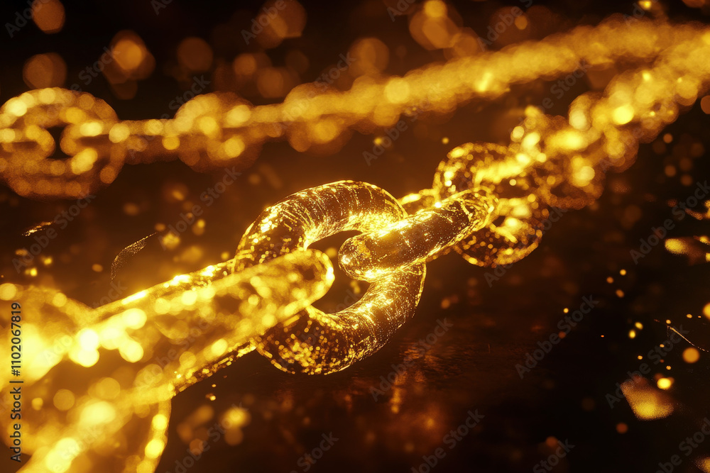 Golden Blockchain Links in a Futuristic Glow Golden Blockchain Links in a Futuristic Glow