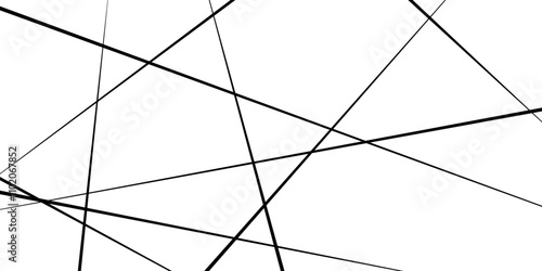 Random diagonal line on white background. Abstract black geometric random chaotic lines.