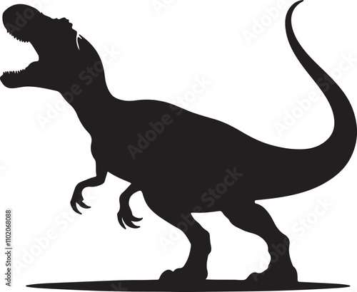 Vector art of silhouette of a tyrannosaurus rex roaring with its mouth open