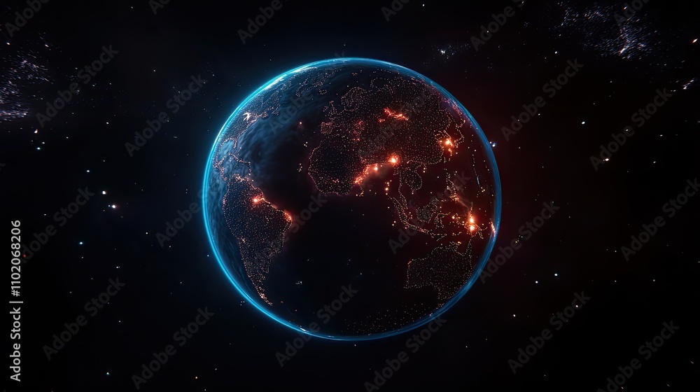 Holographic Earth with digital trade connections, global network, international trading Holographic Earth with digital trade connections, global network, international trading