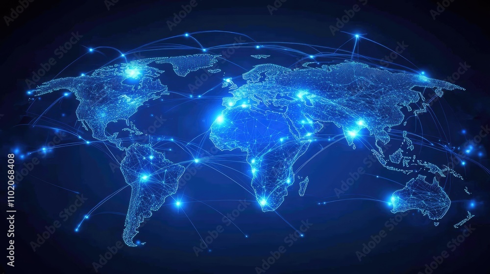 Holographic Earth with digital trade connections, global network, international trading Holographic Earth with digital trade connections, global network, international trading