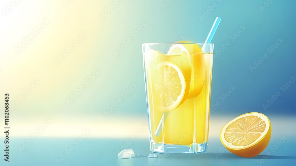 Refreshing Glass of Lemonade with Lemon Slices Refreshing Glass of Lemonade with Lemon Slices