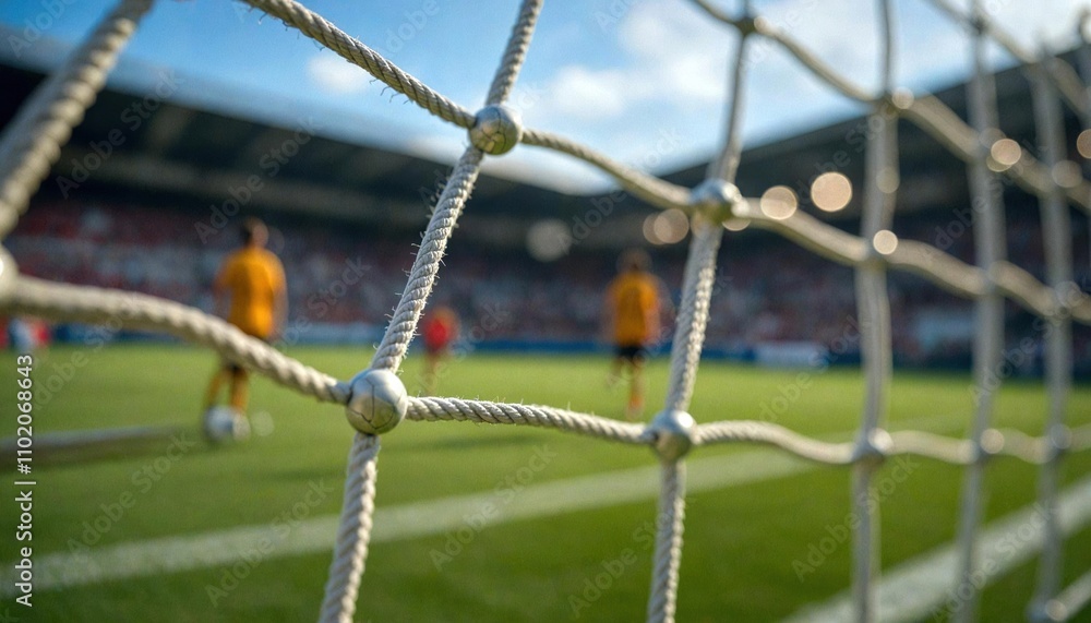 Close-Up Soccer Net After Goal