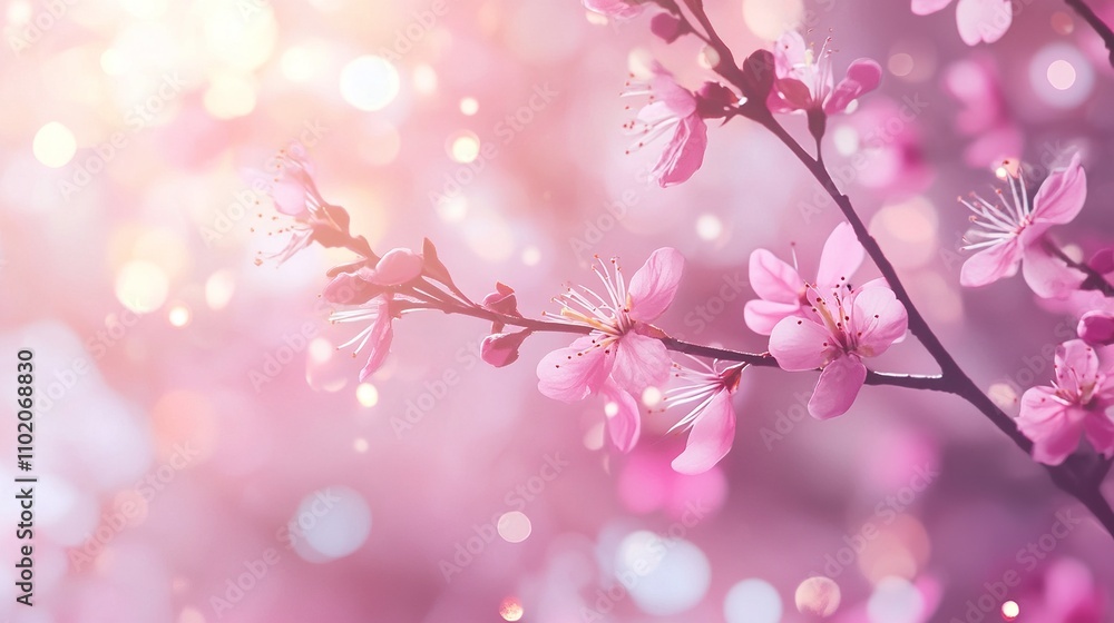 Pink Blossom Radiance: Delicate pink blossoms, bathed in a soft, golden light, create a serene and enchanting scene. Pink Blossom Radiance: Delicate pink blossoms, bathed in a soft, golden light, create a serene and enchanting scene.