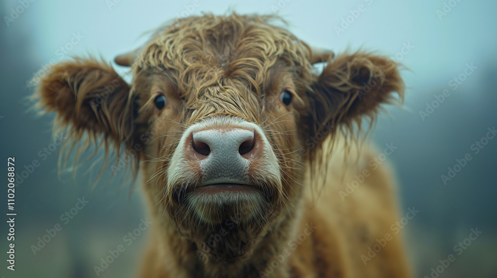 Cow in a mountainous landscape, looking directly at the camera. Cow in a mountainous landscape, looking directly at the camera.