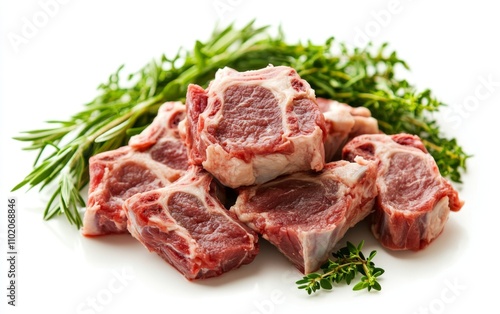 Fresh raw young lamb meat isolated on white background