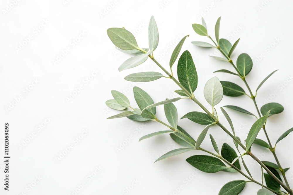 Naklejka premium a delicate green plant with soft leaves in a clean white background, conveying a sense of purity and simplicity, nature-inspired art, pastel colors