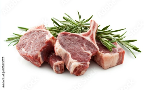 Fresh raw young lamb meat isolated on white background