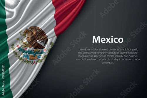 Waving Flag Mexico on Dark Background