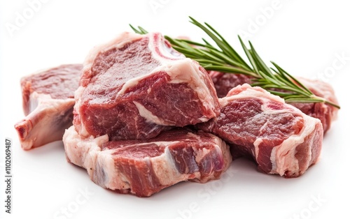 Fresh raw young lamb meat isolated on white background