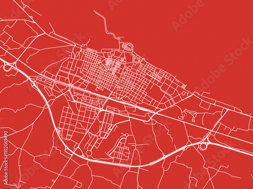 Foto Christmas Map of Molfetta, Italy in Snowy White on Festive Red Background