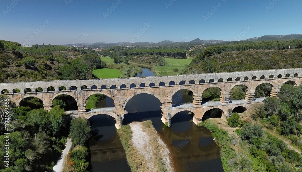 Fototapeta premium Roman aqueduct perspective, AI generated
