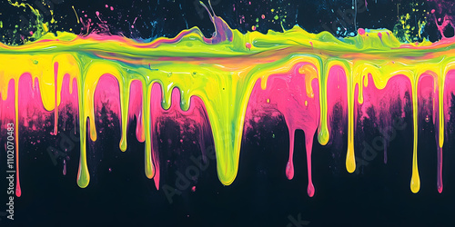 Neon drip abstract art, neon colors dripping, colorful splash artwork, vibrant modern abstract painting photo