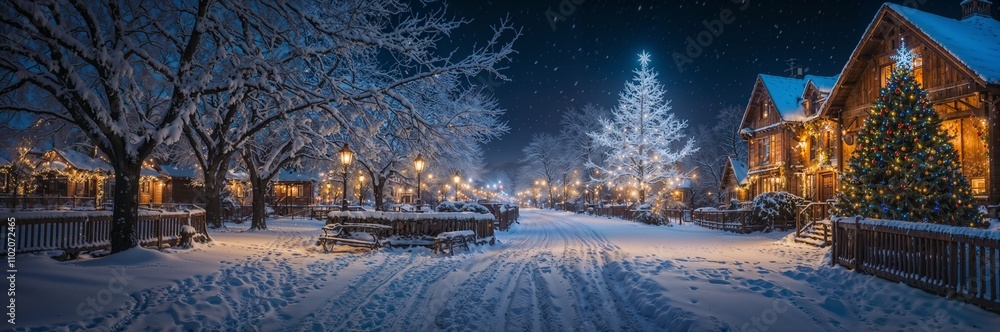 Dreamy snowy night with a Christmas vibe in Michigan Dreamy snowy night with a Christmas vibe in Michigan