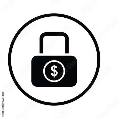 Locked, lock, dollar icon. Gray vector graphics. stock illustration