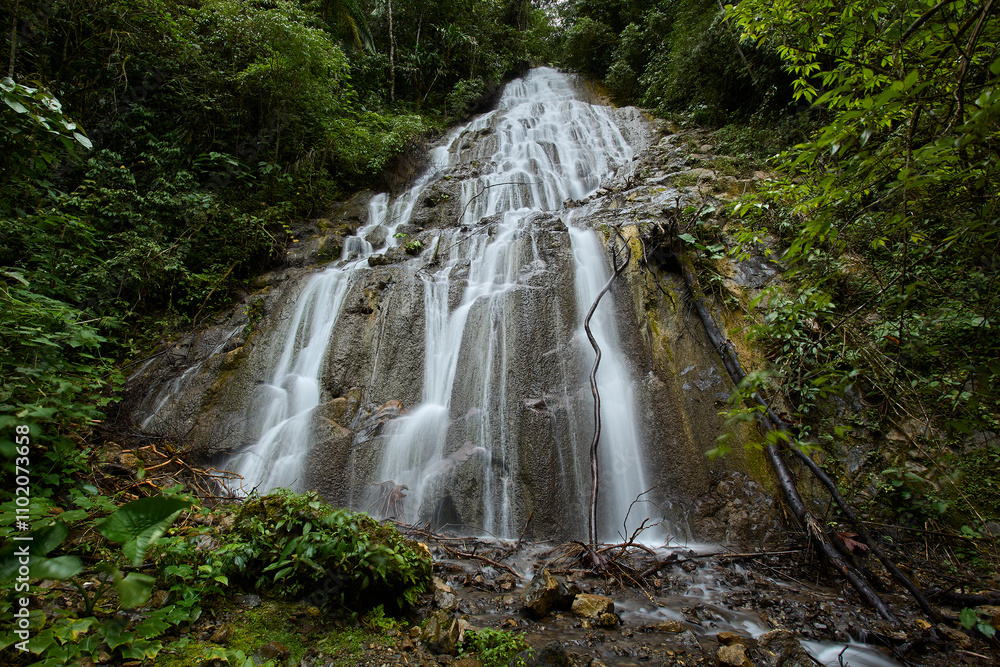 Obraz premium Nature's masterpiece in motion.This waterfall reminds us of the power and beauty that flows all around us. Pampa Hermosa Junin Peru