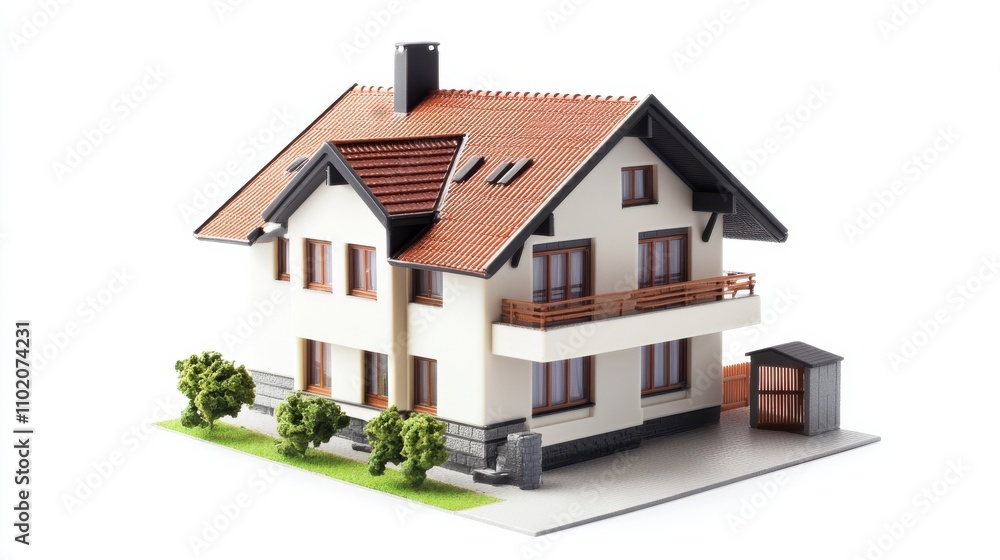 Model house showcasing modern architecture with detailed exterior design and landscaping Model house showcasing modern architecture with detailed exterior design and landscaping