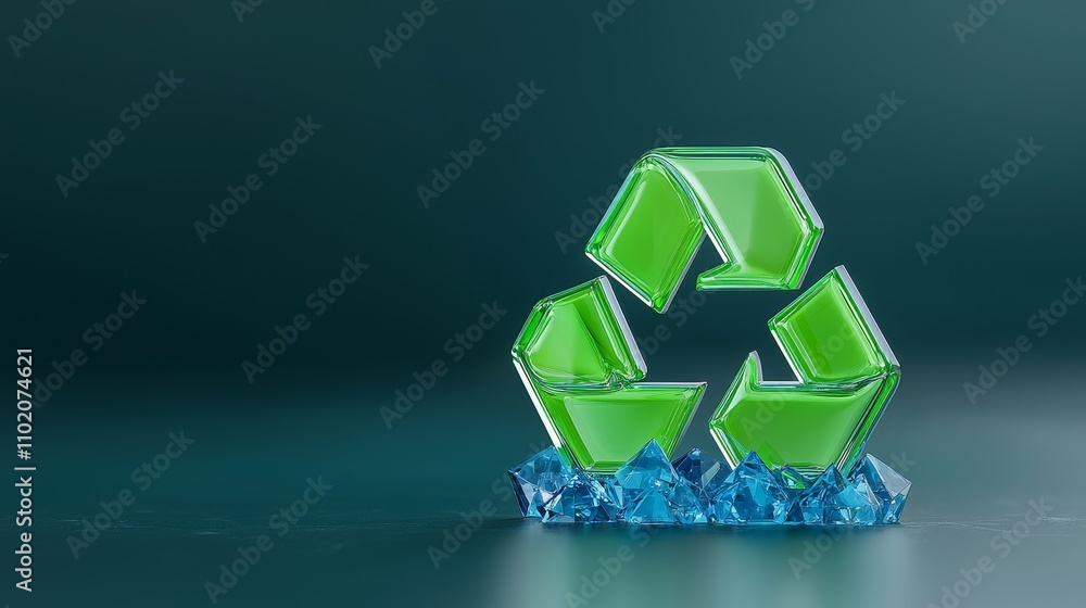 Obraz premium Diamonds with recycling symbols denote eco-friendly jewelry.