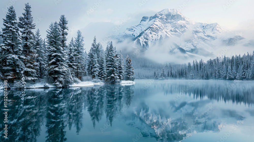 Obraz premium beautiful shot lake surrounded by trees