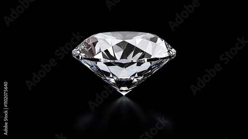 Symbolizing clarity in diamonds is a sparkling diamond on a black background. photo