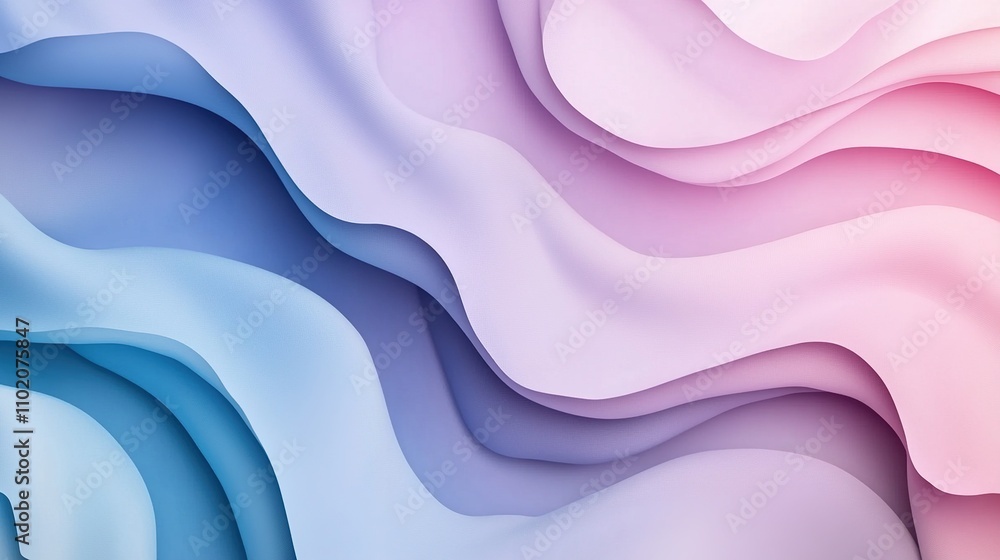 Fototapeta premium Smooth Blue Gradient Abstract Background with Wavy Layers