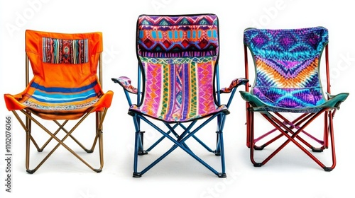 Colorful Camping Chairs with Unique Patterns photo