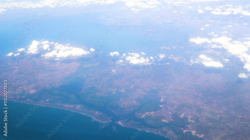 Panoramic view from above on tropical Caribbean Sea Central America Panoramic view from above on tropical Caribbean Sea Central America