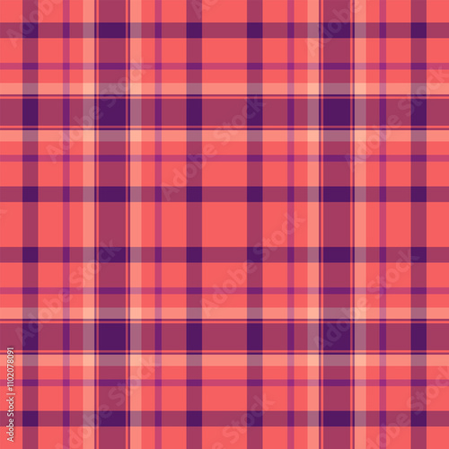 Artistic vector plaid check, oriental textile texture pattern. Professional tartan background fabric seamless in red and pink colors.