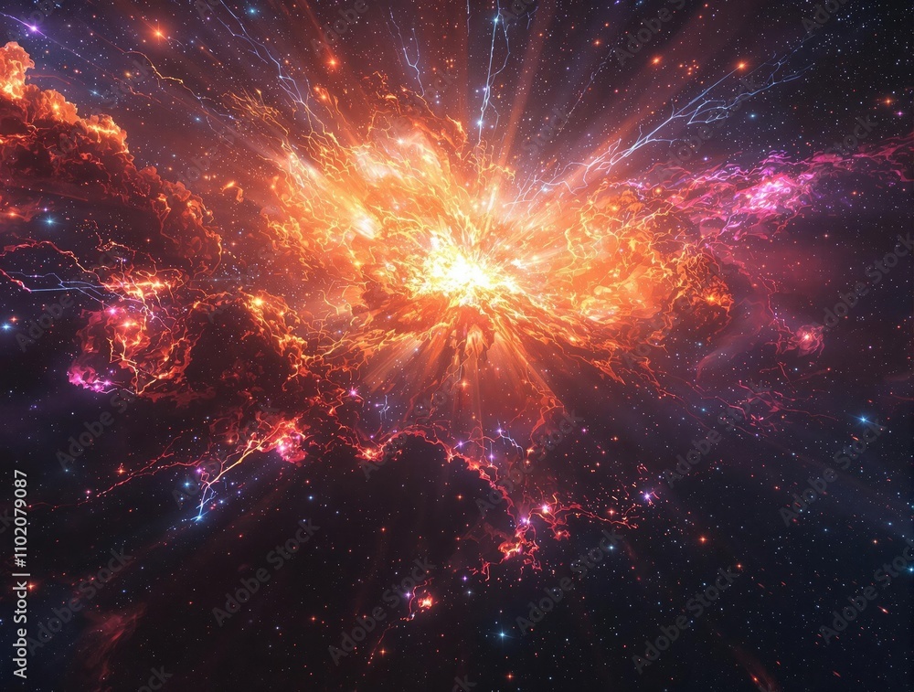 A stunning supernova explosion in a distant galaxy with vibrant colors , star death, celestial body, astronomy A stunning supernova explosion in a distant galaxy with vibrant colors , star death, celestial body, astronomy