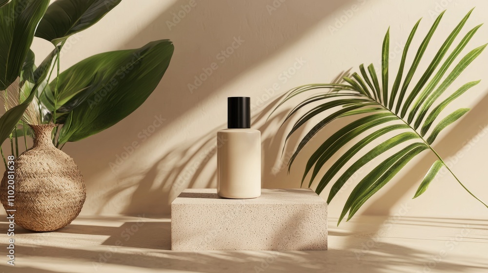 Product design showcase sleek bottle on concrete display minimalist setting natural light modern aesthetic for branding Product design showcase sleek bottle on concrete display minimalist setting natural light modern aesthetic for branding
