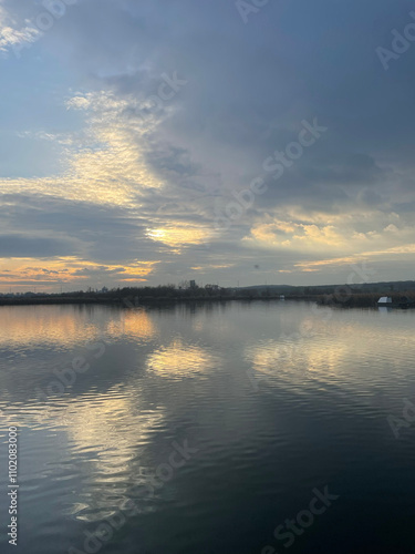 beautiful sunset over the lake