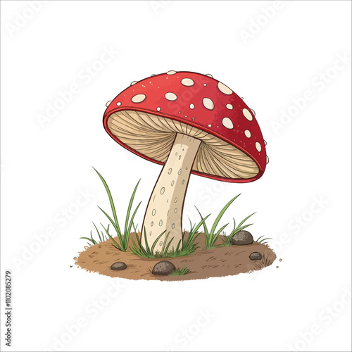 Mushroom vector on white background. Mushroom vector illustration.