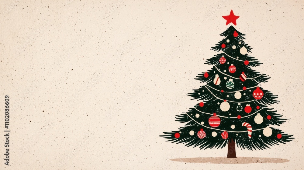 Christmas tree decoration festive home illustration cozy indoor front view holiday spirit Christmas tree decoration festive home illustration cozy indoor front view holiday spirit